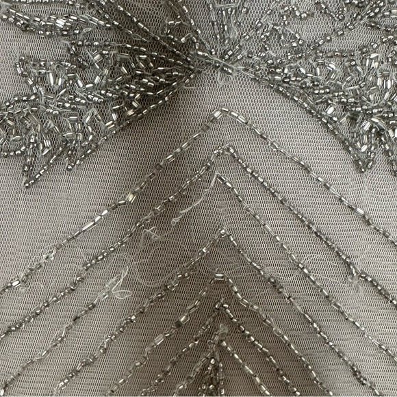 NWT Pisarro Nights Size 14 Silver Embellished Chiffon Gown - Picture 8 of 12